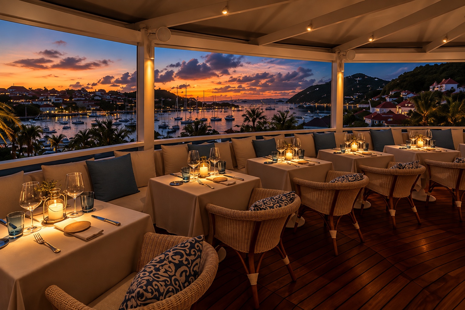 Fine dining overlooking Gustavia