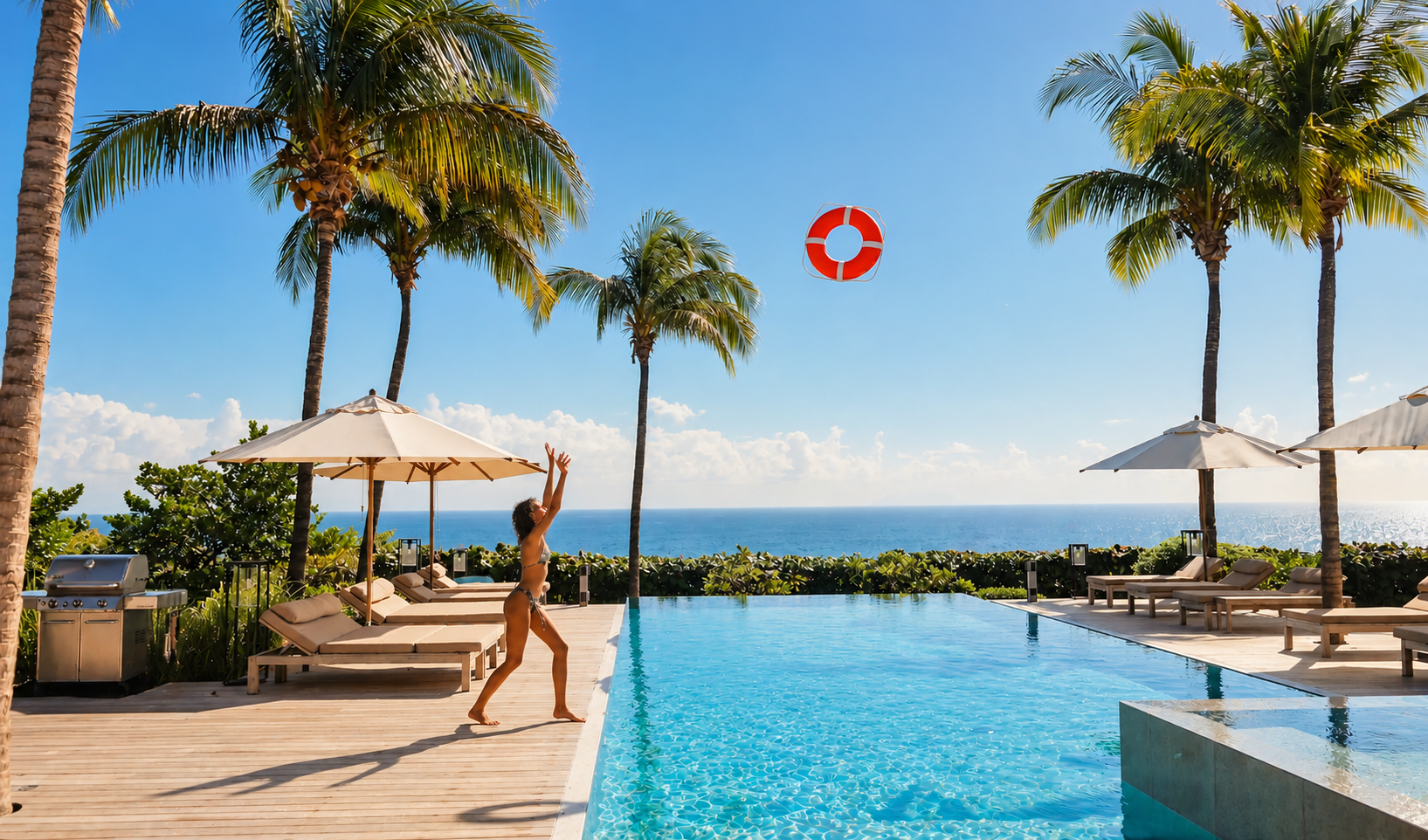 Family time by a Saint-Barth villa pool