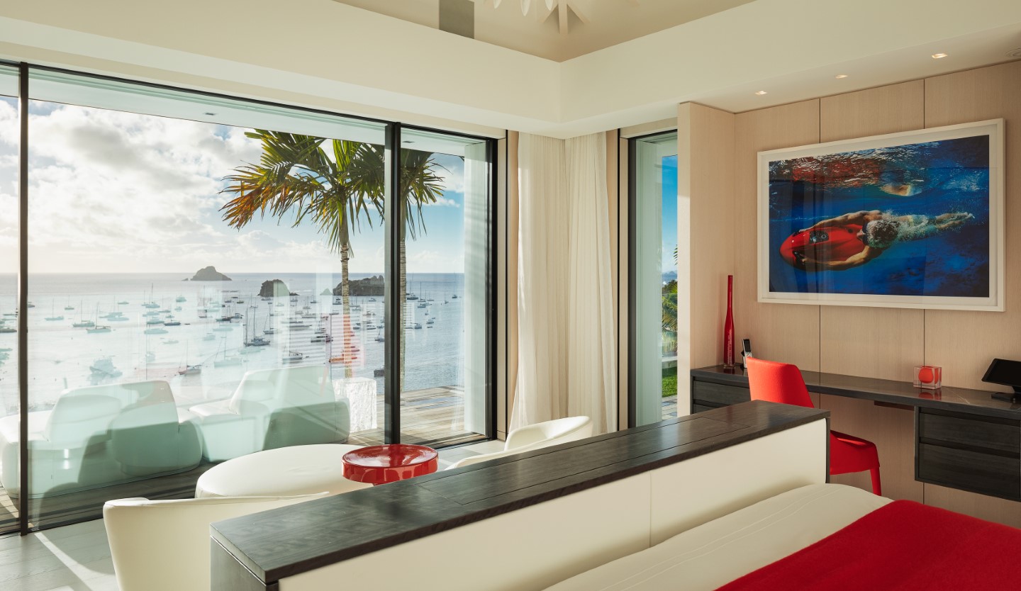 Villa Embrace infinity pool overlooking Gustavia marina